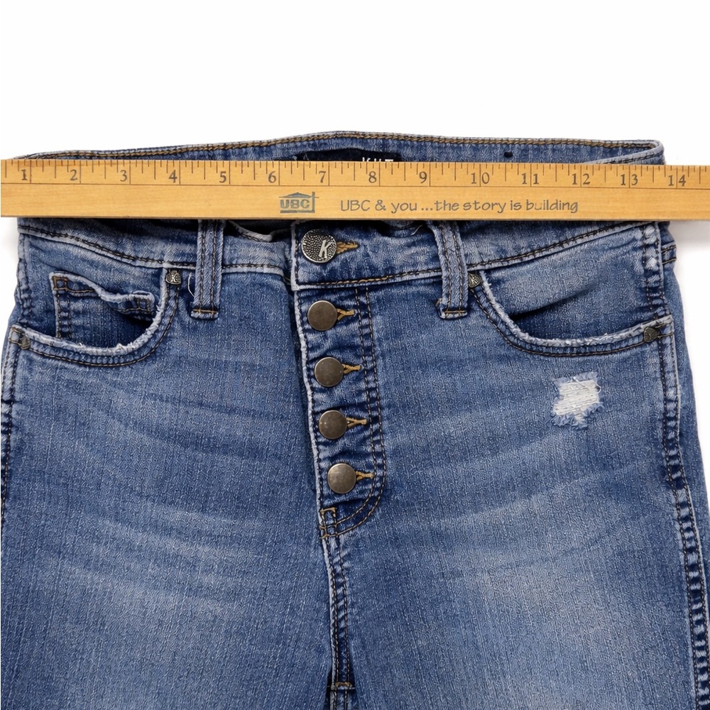 Kut from the Kloth Medium Blue High-Rise Distressed Skinny Jeans - Picture 5 of 8